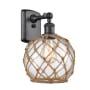Innovations Lighting Farmhouse Rope 13" Tall Bathroom Sconce Matte Black / Clear / Black
