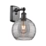 Innovations Lighting Athens Deco Swirl 11" Tall Wall Sconce Oil Rubbed Bronze / Light Smoke Deco Swirl
