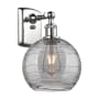 Innovations Lighting Athens Deco Swirl 11" Tall Wall Sconce Polished Chrome / Light Smoke Deco Swirl