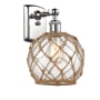 Innovations Lighting Farmhouse Rope 13" Tall Bathroom Sconce Polished Chrome / Clear / Black