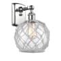 Innovations Lighting Farmhouse Rope 13" Tall Bathroom Sconce Polished Chrome / Clear / White