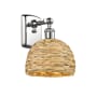 Innovations Lighting Woven Rattan 12" Tall Wall Sconce Polished Chrome / Natural
