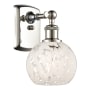 Innovations Lighting White Mouchette 9" Tall Wall Sconce Polished Nickel / White Mouchette