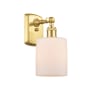 Innovations Lighting Cobbleskill 9" Tall Wall Sconce Satin Gold / Matte White