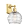 Innovations Lighting Athens 13" Tall Wall Sconce Satin Gold / Clear Deco Swirl