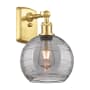 Innovations Lighting Athens Deco Swirl 11" Tall Wall Sconce Satin Gold / Light Smoke Deco Swirl