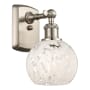 Innovations Lighting White Mouchette 9" Tall Wall Sconce Brushed Satin Nickel / White Mouchette
