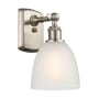 Innovations Lighting Castile 11" Tall Bathroom Sconce Brushed Satin Nickel / White