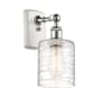 Innovations Lighting Cobbleskill 9" Tall Wall Sconce White and Polished Chrome / Deco Swirl