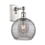 Innovations Lighting Athens Deco Swirl 11" Tall Wall Sconce White Polished Chrome / Light Smoke Deco Swirl