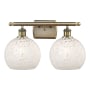 Innovations Lighting White Mouchette 2 Light 16" Wide Vanity Light Antique Brass / White Mouchette