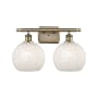 Innovations Lighting White Mouchette 2 Light 18" Wide Vanity Light Antique Brass / White Mouchette