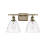 Innovations Lighting Bristol 2 Light 18" Wide Vanity Light Antique Brass / Clear