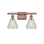 Innovations Lighting Conesus 2 Light 16" Wide Bathroom Vanity Light Antique Copper / Clear Crackle