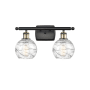 Innovations Lighting Small Deco Swirl 2 Light 16" Wide Bathroom Vanity Light Black Antique Brass / Clear