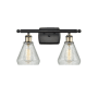 Innovations Lighting Conesus 2 Light 16" Wide Bathroom Vanity Light Black Antique Brass / Clear Crackle