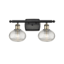 Innovations Lighting Ithaca 2 Light 16" Wide Vanity Light Black Antique Brass / Clear Ithaca