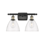 Innovations Lighting Bristol 2 Light 18" Wide Vanity Light Black Antique Brass / Clear