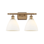 Innovations Lighting Bristol 2 Light 18" Wide Vanity Light Brushed Brass / Matte White