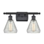Innovations Lighting Conesus 2 Light 16" Wide Bathroom Vanity Light Matte Black / Clear Crackle