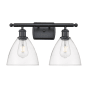 Innovations Lighting Bristol 2 Light 18" Wide Vanity Light Matte Black / Clear