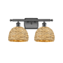 Innovations Lighting Woven Rattan 2 Light 18" Wide Vanity Light Oil Rubbed Bronze / Natural