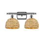 Innovations Lighting Woven Rattan 2 Light 18" Wide Vanity Light Polished Chrome / Natural