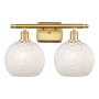 Innovations Lighting White Mouchette 2 Light 18" Wide Vanity Light Satin Gold / White Mouchette