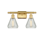 Innovations Lighting Conesus 2 Light 16" Wide Vanity Light Clear Crackle / Satin Gold