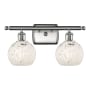 Innovations Lighting White Mouchette 2 Light 16" Wide Vanity Light Brushed Satin Nickel / White Mouchette