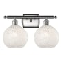 Innovations Lighting White Mouchette 2 Light 18" Wide Vanity Light Brushed Satin Nickel / White Mouchette