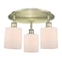 Innovations Lighting Cobbleskill 3 Light 18" Wide Flush Mount Ceiling Fixture Antique Brass / Matte White