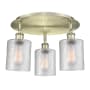 Innovations Lighting Cobbleskill 3 Light 18" Wide Flush Mount Ceiling Fixture Antique Brass / Clear