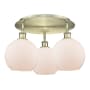 Innovations Lighting Athens 3 Light 20" Wide Flush Mount Ceiling Fixture Antique Brass / Matte White