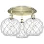 Innovations Lighting Farmhouse Rope 3 Light 22" Wide Semi-Flush Ceiling Fixture Antique Brass / Clear Glass with White Rope