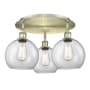 Innovations Lighting Athens 3 Light 20" Wide Flush Mount Ceiling Fixture Antique Brass / Clear