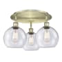 Innovations Lighting Athens 3 Light 20" Wide Flush Mount Ceiling Fixture Antique Brass / Seedy