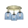 Innovations Lighting Bella 3 Light 18" Wide Flush Mount Ceiling Fixture Antique Brass / Princess Blue