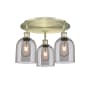 Innovations Lighting Bella 3 Light 18" Wide Flush Mount Ceiling Fixture Antique Brass / Light Smoke