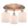 Innovations Lighting Cobbleskill 3 Light 18" Wide Flush Mount Ceiling Fixture Antique Copper / Matte White