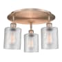 Innovations Lighting Cobbleskill 3 Light 18" Wide Flush Mount Ceiling Fixture Antique Copper / Clear