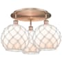 Innovations Lighting Farmhouse Rope 3 Light 22" Wide Semi-Flush Ceiling Fixture Antique Copper / White Glass with White Rope