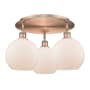 Innovations Lighting Athens 3 Light 20" Wide Flush Mount Ceiling Fixture Antique Copper / Matte White