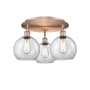 Innovations Lighting Athens 3 Light 20" Wide Flush Mount Ceiling Fixture Antique Copper / Clear