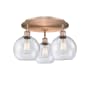 Innovations Lighting Athens 3 Light 20" Wide Flush Mount Ceiling Fixture Antique Copper / Seedy