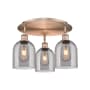Innovations Lighting Bella 3 Light 18" Wide Flush Mount Ceiling Fixture Antique Copper / Light Smoke