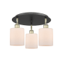 Innovations Lighting Cobbleskill 3 Light 18" Wide Flush Mount Ceiling Fixture Black Antique Brass / Matte White