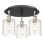 Innovations Lighting Cobbleskill 3 Light 18" Wide Flush Mount Ceiling Fixture Black Antique Brass / Deco Swirl
