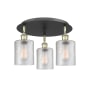 Innovations Lighting Cobbleskill 3 Light 18" Wide Flush Mount Ceiling Fixture Black Antique Brass / Clear