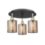 Innovations Lighting Cobbleskill 3 Light 18" Wide Flush Mount Ceiling Fixture Black Antique Brass / Mercury